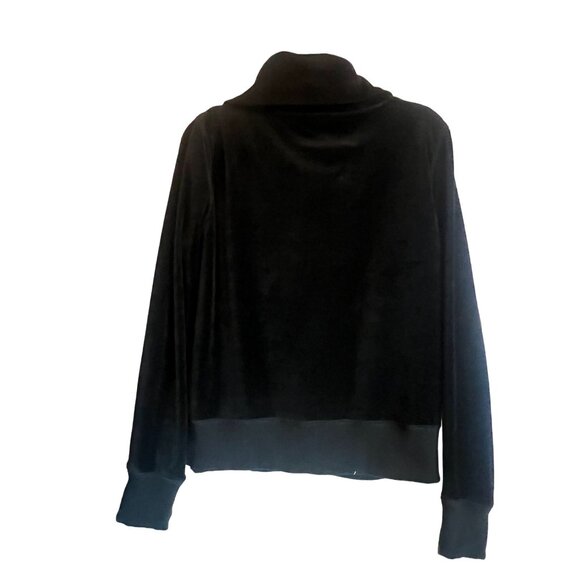 Michael Kors M Black Velour full zip Kangaroo Pockets Drawstring High Collar - Picture 3 of 16